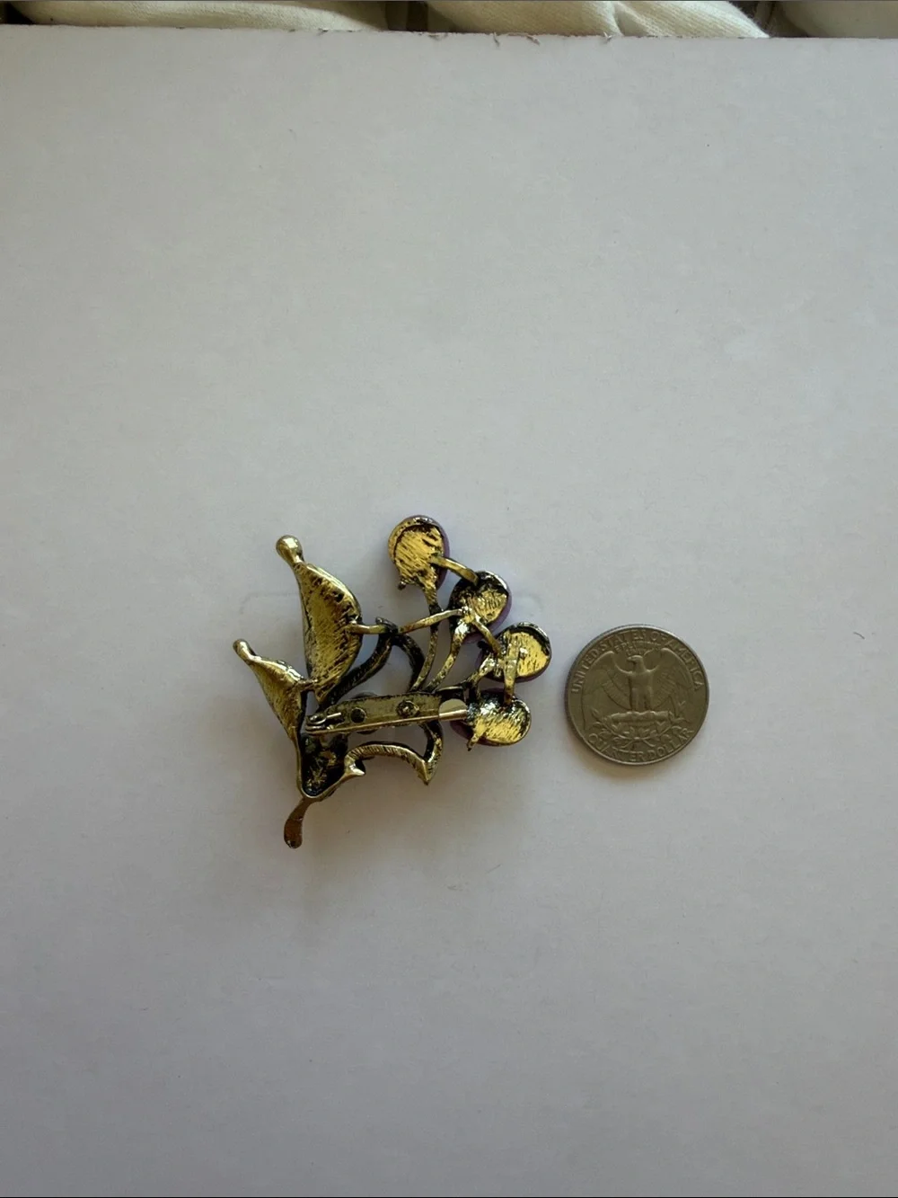 Vintage Purple Floral Crystal Brooch — Brand Unmarked